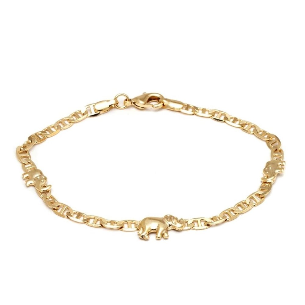 18K Gold Plated Flat Marina Elephant Anklet